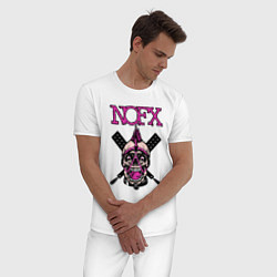 Пижама хлопковая мужская NOFX, цвет: белый — фото 2