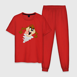 Пижама хлопковая мужская Таз, цвет: красный