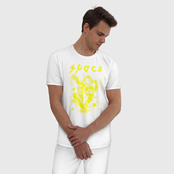 Пижама хлопковая мужская Space цвета белый — фото 2
