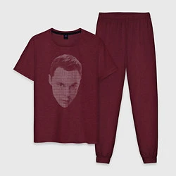 Пижама хлопковая мужская Sheldon Cooper, цвет: меланж-бордовый