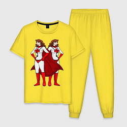 Пижама хлопковая мужская Супeргeрои врачи, цвет: желтый