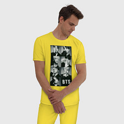 Пижама хлопковая мужская BTS, цвет: желтый — фото 2