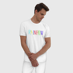 Пижама хлопковая мужская Rainbow, цвет: белый — фото 2