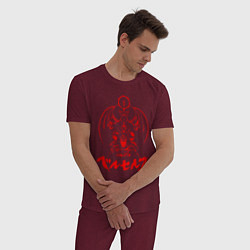 Пижама хлопковая мужская BERSERK, цвет: меланж-бордовый — фото 2
