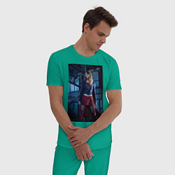 Пижама хлопковая мужская Supergirl, цвет: зеленый — фото 2