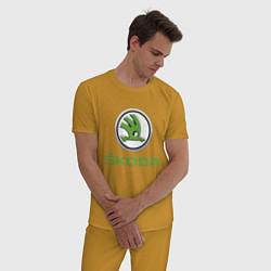 Пижама хлопковая мужская Skoda, цвет: горчичный — фото 2