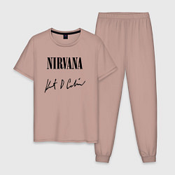 Пижама хлопковая мужская NIRVANA АВТОГРАФ КУРТА КОБЕЙНА, цвет: пыльно-розовый