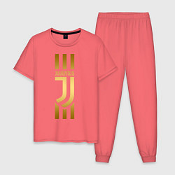 Пижама хлопковая мужская JUVENTUS, цвет: коралловый