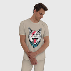 Пижама хлопковая мужская Cat Bowie, цвет: миндальный — фото 2