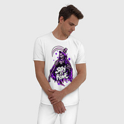 Пижама хлопковая мужская Stay Home, цвет: белый — фото 2