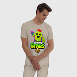 Пижама хлопковая мужская BRAWL STARS SPIKE, цвет: миндальный — фото 2
