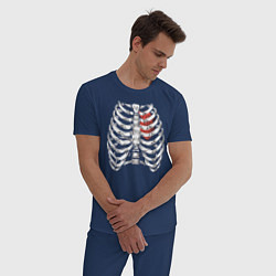 Пижама хлопковая мужская Skeleton, цвет: тёмно-синий — фото 2