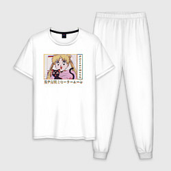 Пижама хлопковая мужская Sailor Moon Usagi Tsukino Luna, цвет: белый