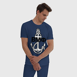 Пижама хлопковая мужская ВМФ якорь, цвет: тёмно-синий — фото 2