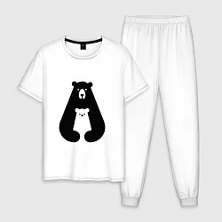 Пижама хлопковая мужская Медведь Z, цвет: белый