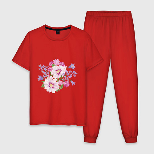 Мужская пижама Полевые цветы / Красный – фото 1