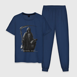 Пижама хлопковая мужская Memento mori, цвет: тёмно-синий