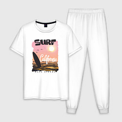 Пижама хлопковая мужская Surf California, цвет: белый
