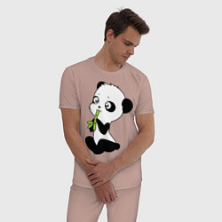 Пижама хлопковая мужская Пандочка и бамбук, цвет: пыльно-розовый — фото 2