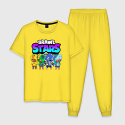 Пижама хлопковая мужская BRAWL STARS LEON, цвет: желтый