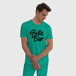 Пижама хлопковая мужская Bella Ciao, цвет: зеленый — фото 2