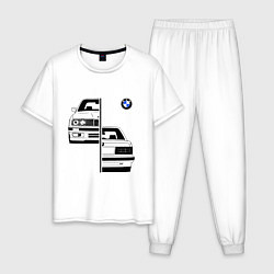 Пижама хлопковая мужская BMW БМВ Z, цвет: белый