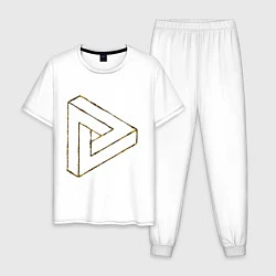 Пижама хлопковая мужская 3D Треугольник, цвет: белый