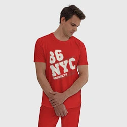 Пижама хлопковая мужская 1986 New York Brooklyn, цвет: красный — фото 2