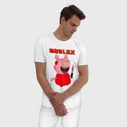 Пижама хлопковая мужская Свинка Пигги, цвет: белый — фото 2