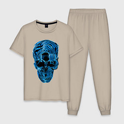 Пижама хлопковая мужская Skull - illusion, цвет: миндальный