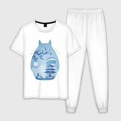 Пижама хлопковая мужская Тоторо Миядзаки, цвет: белый