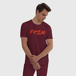 Пижама хлопковая мужская FCSM, цвет: меланж-бордовый — фото 2