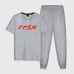 Пижама хлопковая мужская FCSM, цвет: меланж