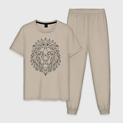 Пижама хлопковая мужская Геометрический Лев, цвет: миндальный