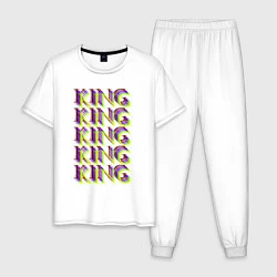 Пижама хлопковая мужская KING, цвет: белый