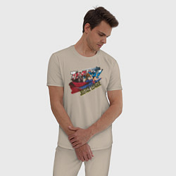 Пижама хлопковая мужская Justice League, цвет: миндальный — фото 2