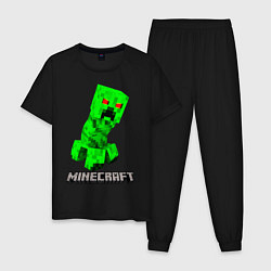 Пижама хлопковая мужская MINECRAFT CREEPER, цвет: черный