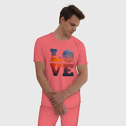 Пижама хлопковая мужская LOVE Volleyball, цвет: коралловый — фото 2