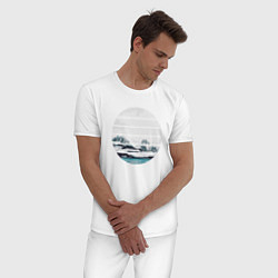 Пижама хлопковая мужская Круговой принт 12, цвет: белый — фото 2