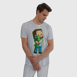 Пижама хлопковая мужская Minecraft, цвет: меланж — фото 2