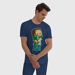 Пижама хлопковая мужская Minecraft, цвет: тёмно-синий — фото 2