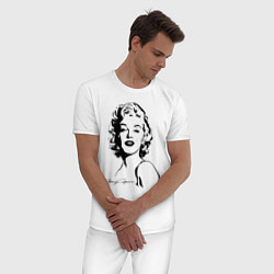 Пижама хлопковая мужская Мэрилин Монро, цвет: белый — фото 2