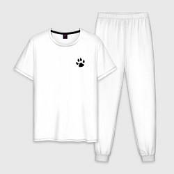 Пижама хлопковая мужская Собачий след, цвет: белый