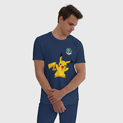 Пижама хлопковая мужская Pokemon pikachu 1, цвет: тёмно-синий — фото 2