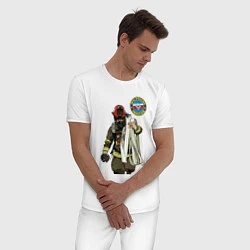 Пижама хлопковая мужская Спасатель МЧС, цвет: белый — фото 2