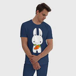 Пижама хлопковая мужская Зайчик с морковкой, цвет: тёмно-синий — фото 2