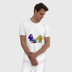 Пижама хлопковая мужская AMONG US, цвет: белый — фото 2