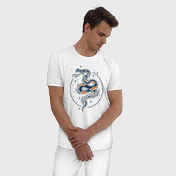 Пижама хлопковая мужская Змея, цвет: белый — фото 2