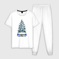 Пижама хлопковая мужская С Новым Годом, цвет: белый