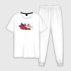 Пижама хлопковая мужская Baymax and Hiro, цвет: белый